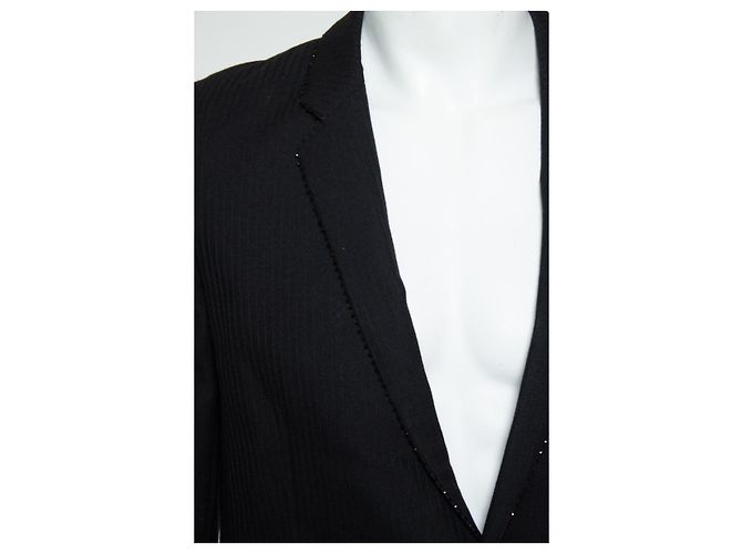 Saint Laurent, schwarzer Blazer mit Nadelstreifen und Perlen - Ansicht 8