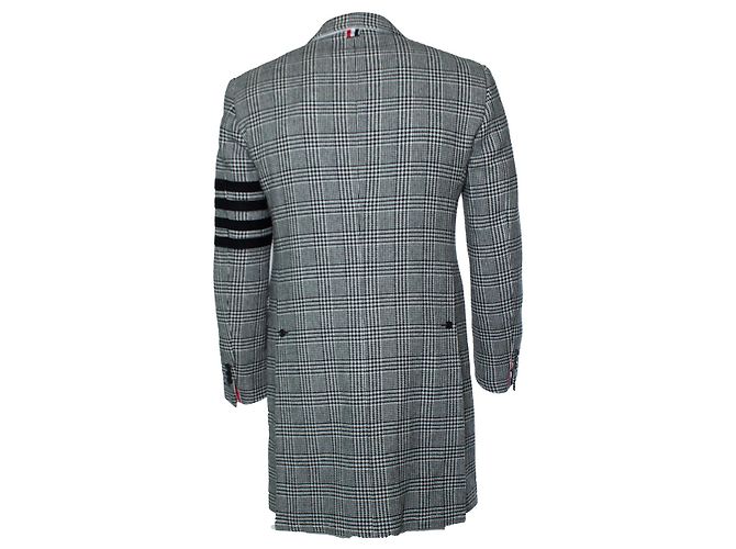 Thom Browne, Blazer-Mantel im Hahnentrittmuster Schwarz Weiß - Ansicht 2