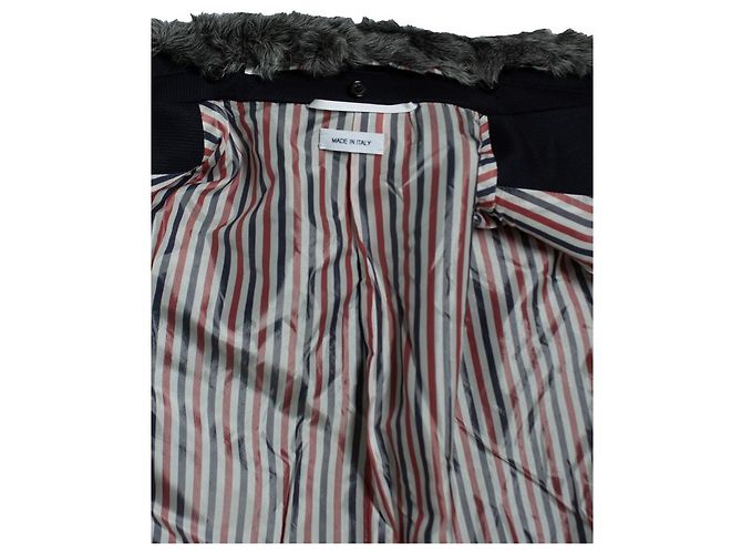 Thom Browne, abrigo Chesterfield de twill de caballería con pinzas de piel Azul - vista 6