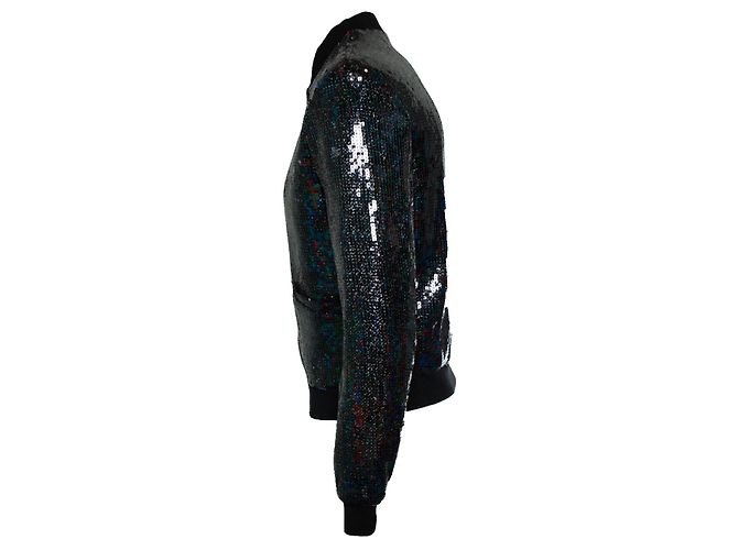 Saint Laurent, 2017 sequin bomber jacket Black Green - view 4