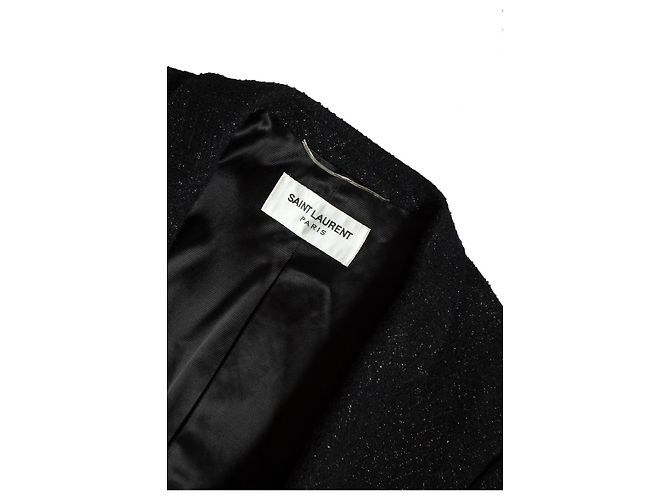 Saint Laurent, Abrigo de lana con lurex 2018 Negro - vista 5