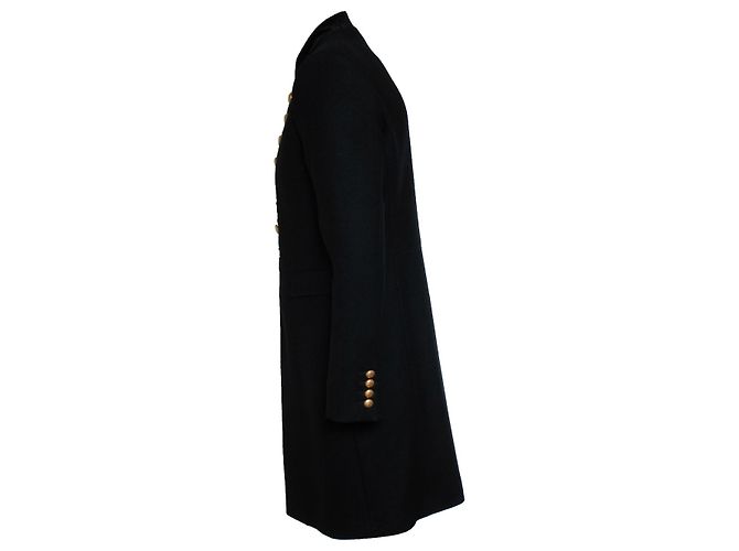 Saint Laurent, abrigo de lana negro de oficial militar 2016 - vista 2