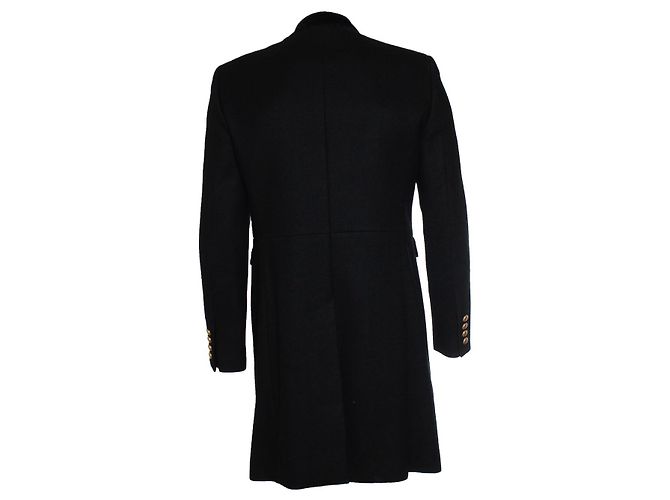 Saint Laurent, abrigo de lana negro de oficial militar 2016 - vista 3