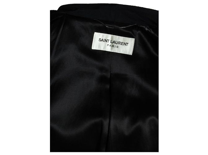 Saint Laurent, abrigo de lana negro de oficial militar 2016 - vista 7