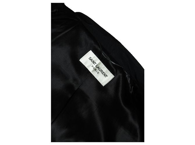 Saint Laurent, abrigo de lana negro de oficial militar 2016 - vista 8