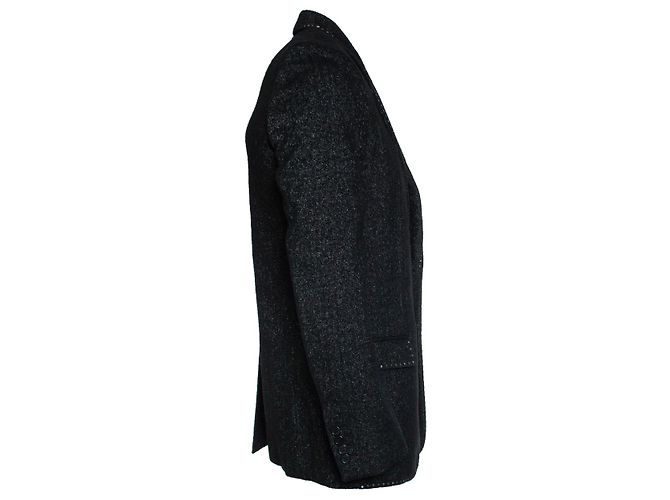 Blazer mit Pailletten besticktem Saum von Saint Laurent, 19FW Grau - Ansicht 2