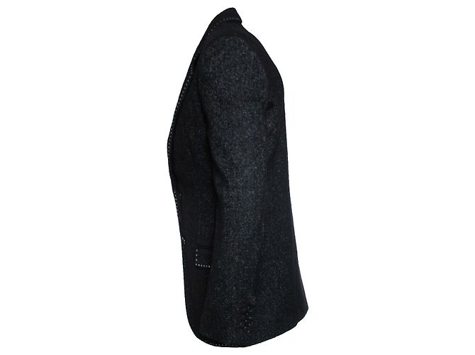 Blazer mit Pailletten besticktem Saum von Saint Laurent, 19FW Grau - Ansicht 4