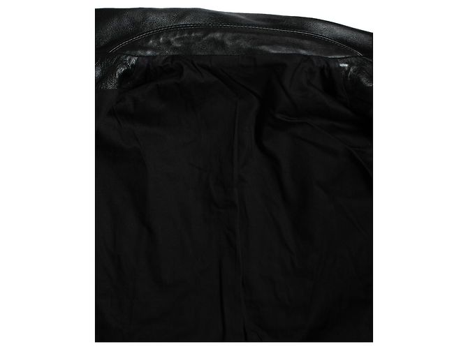 Balmain, Giacca da motociclista in pelle nera con cerniere e logo Nero - vista 7