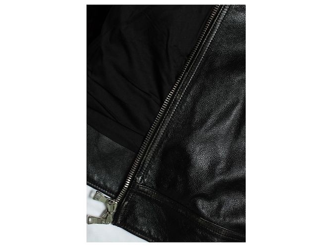 Balmain, Giacca da motociclista in pelle nera con cerniere e logo Nero - vista 8