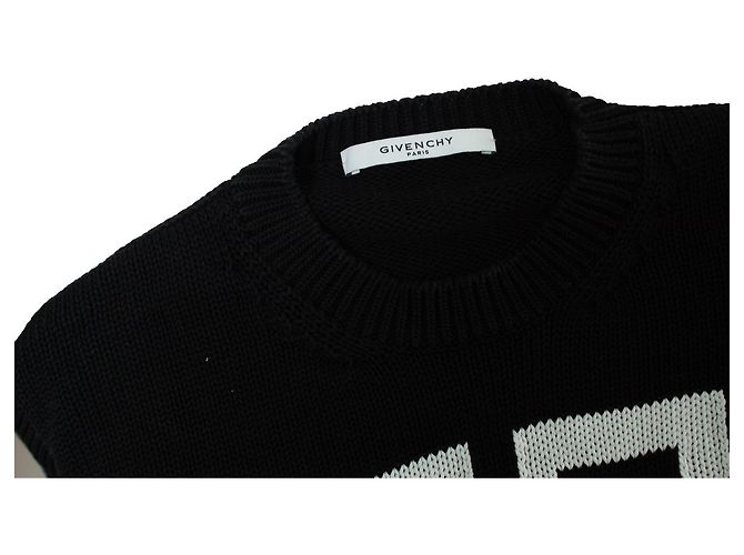 Pull en coton tricoté avec logo Givenchy Noir - vue 7