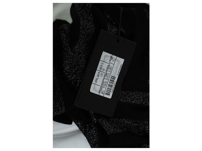 Saint Laurent, metallisch gestreifter Pullover in Schwarz und Silber - Ansicht 7