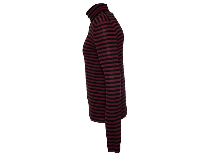 Saint Laurent, Gestreifter Pullover in Schwarz und Bordeaux Rot - Ansicht 4