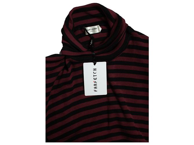 Saint Laurent, Gestreifter Pullover in Schwarz und Bordeaux Rot - Ansicht 5