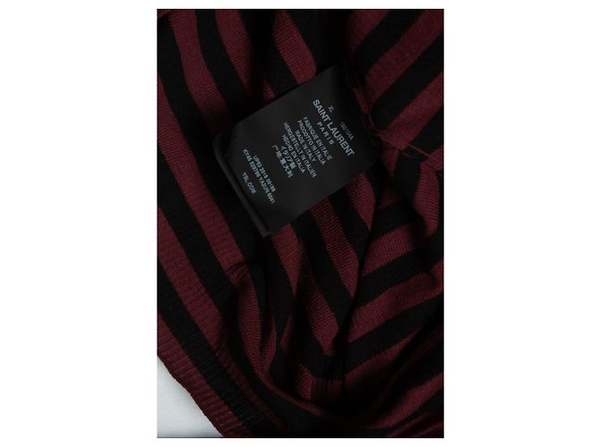 Saint Laurent, Gestreifter Pullover in Schwarz und Bordeaux Rot - Ansicht 6