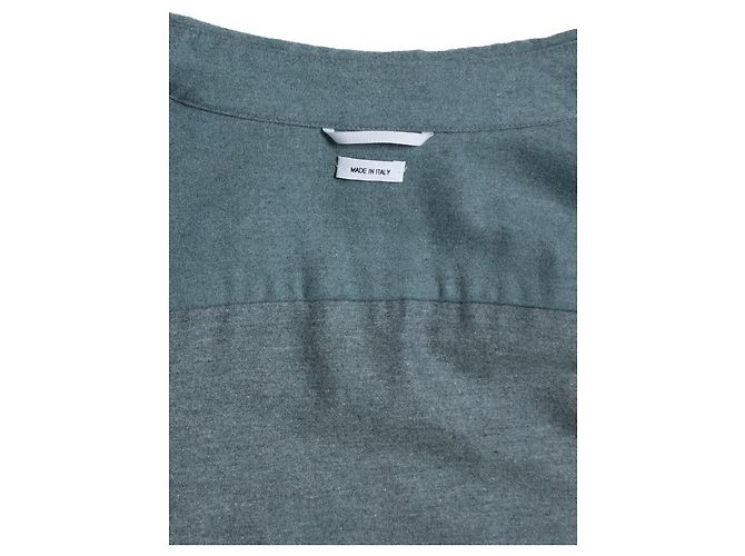 Thom Browne, camicia overshirt in cashmere e lana blu acciaio - vista 6