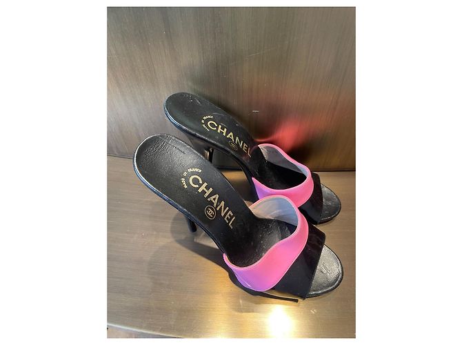Chanel Pumps aus Leder Schwarz und Rosa mit hohen Absätzen Größe 36 Pink - Ansicht 2
