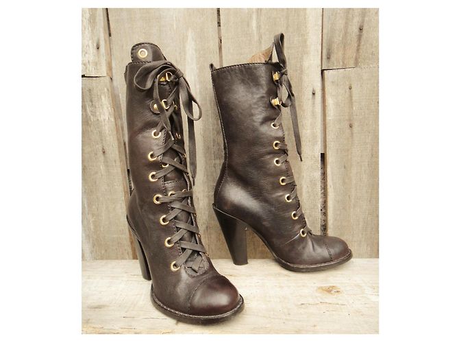 Botas Dolce & Gabbana de piel marrón oscuro talla 39 - vista 2