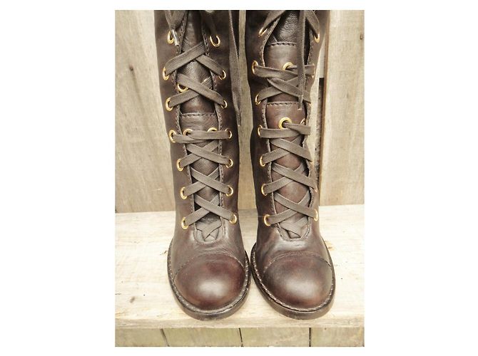 Botas Dolce & Gabbana de piel marrón oscuro talla 39 - vista 4