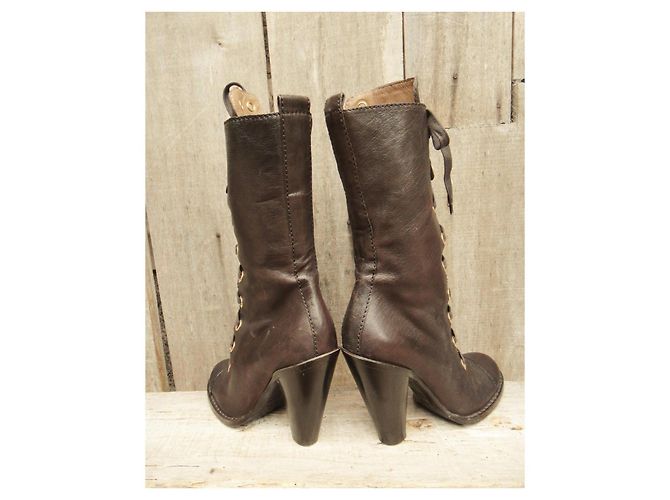 Botas Dolce & Gabbana de piel marrón oscuro talla 39 - vista 5