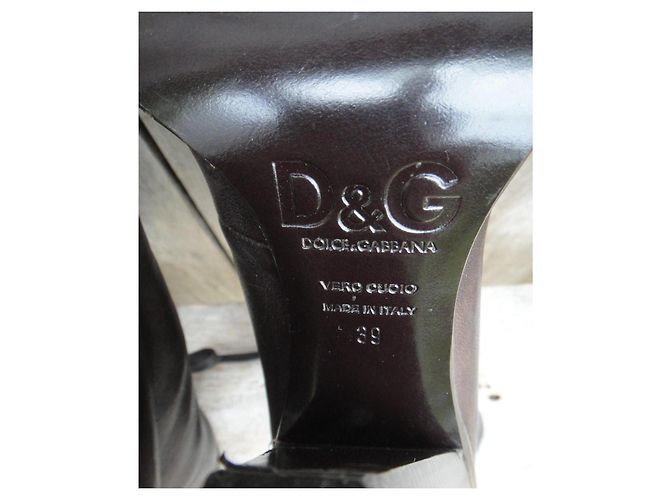 Botas Dolce & Gabbana de piel marrón oscuro talla 39 - vista 7
