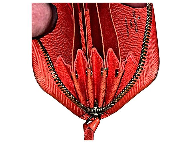 Authentische Louis Vuitton Monogram Poppy Multicartes Geldbörse Orange - Ansicht 11