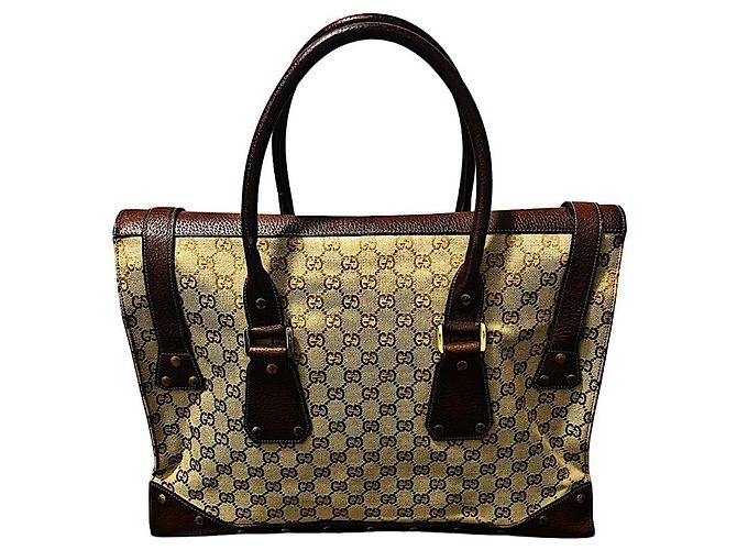 Borsa da viaggio autentica Gucci 03 AW Tom Ford Rare Monogram GG Studded Beige - vista 6