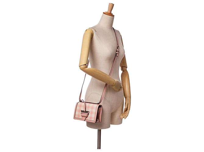 LOEWE Borsa a tracolla in pelle a quadri rosa piccola Barcellona - vista 10