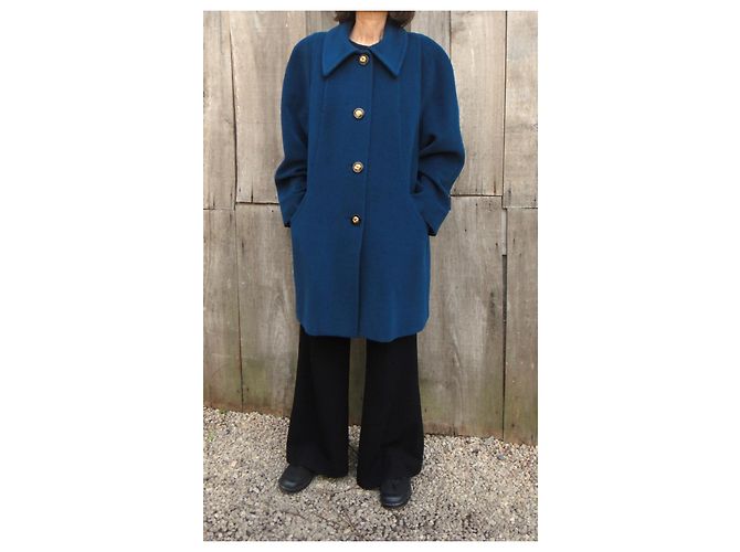 Autre Marque Cappotto Goldlust Paris blu lana angora cashmere - vista 2