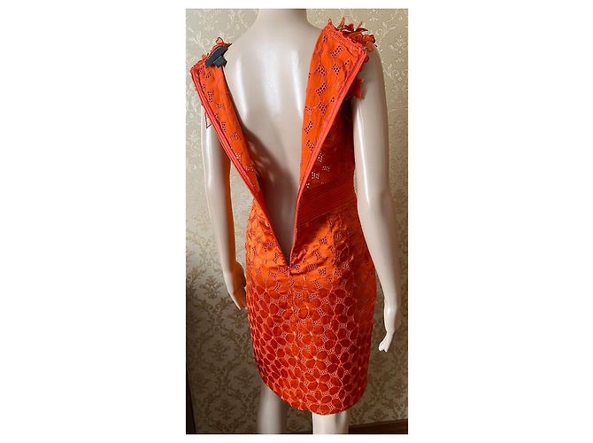 Vestido de seda naranja Roberto Cavalli - vista 11