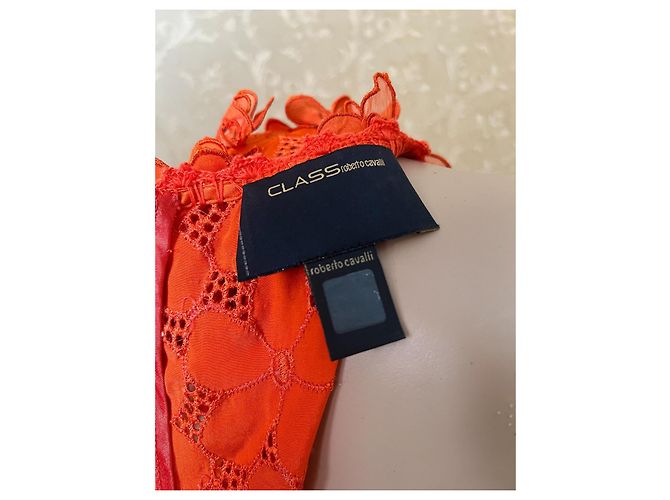 Vestido de seda naranja Roberto Cavalli - vista 12