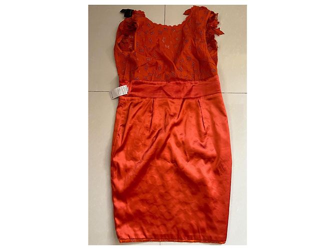 Vestido de seda naranja Roberto Cavalli - vista 13