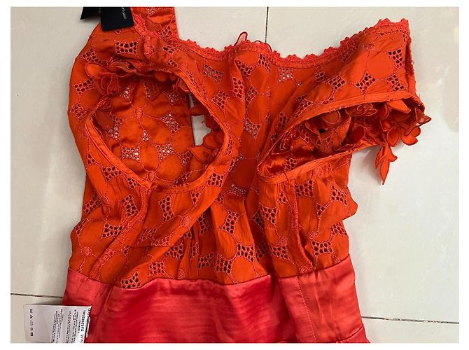 Vestido de seda naranja Roberto Cavalli - vista 17