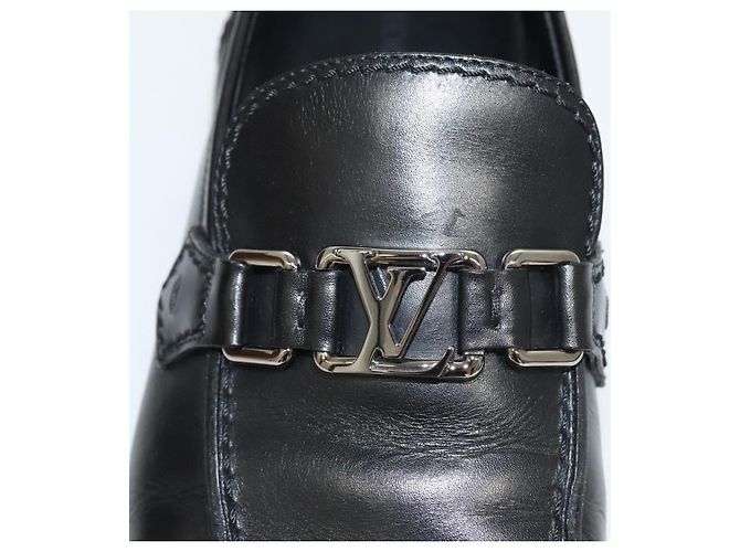 LOUIS VUITTON Scarpe da guida in pelle nera LV Auth bs25780 Nero - vista 13