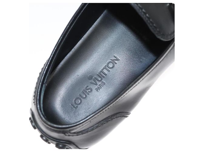 LOUIS VUITTON Scarpe da guida in pelle nera LV Auth bs25780 Nero - vista 14