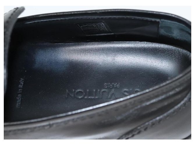 LOUIS VUITTON Scarpe da guida in pelle nera LV Auth bs25780 Nero - vista 16
