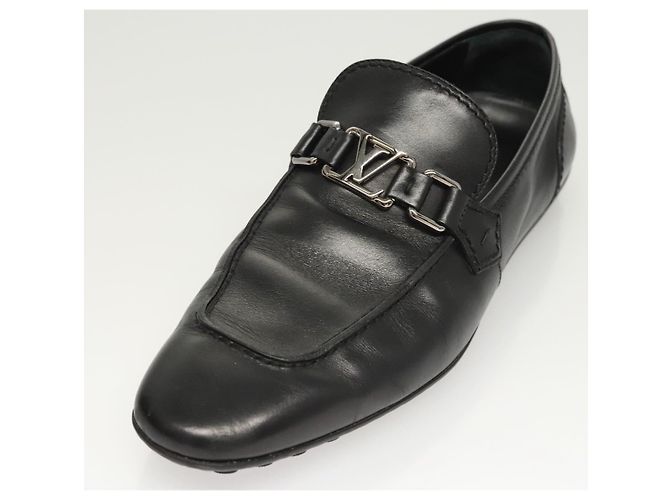 LOUIS VUITTON Scarpe da guida in pelle nera LV Auth bs25780 Nero - vista 19