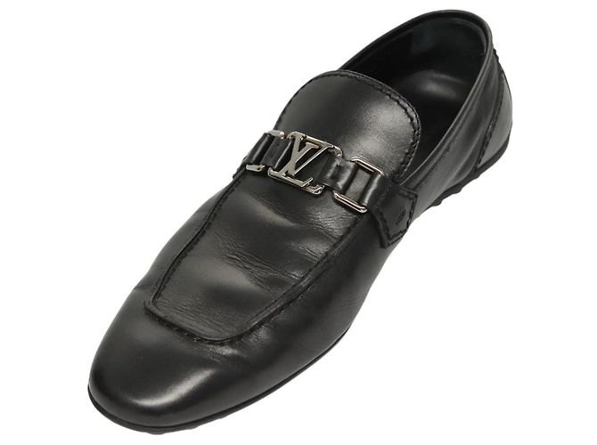 LOUIS VUITTON Scarpe da guida in pelle nera LV Auth bs25780 Nero - vista 2