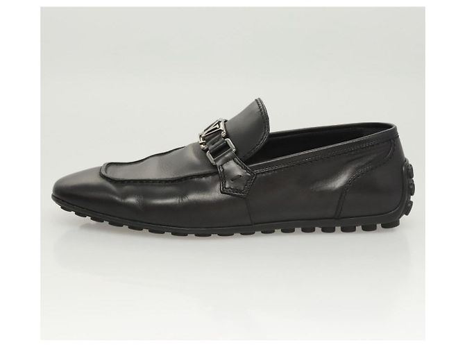 LOUIS VUITTON Scarpe da guida in pelle nera LV Auth bs25780 Nero - vista 22