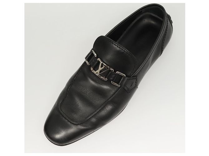 LOUIS VUITTON Scarpe da guida in pelle nera LV Auth bs25780 Nero - vista 23