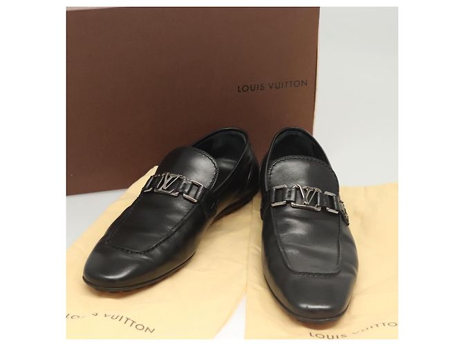 LOUIS VUITTON Scarpe da guida in pelle nera LV Auth bs25780 Nero - vista 36