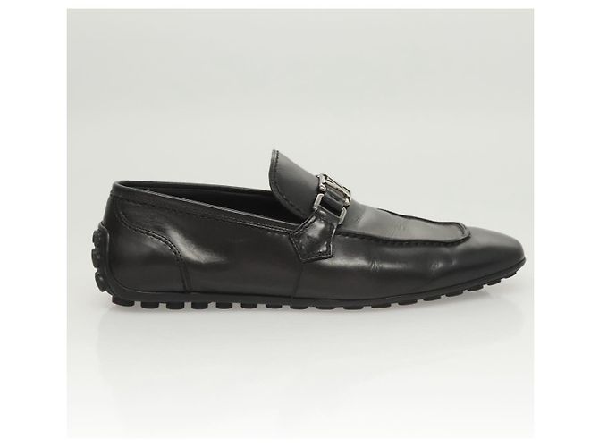 LOUIS VUITTON Scarpe da guida in pelle nera LV Auth bs25780 Nero - vista 4