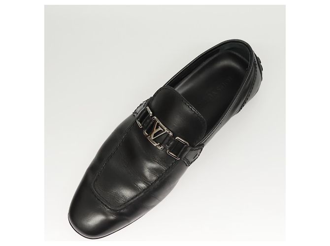 LOUIS VUITTON Scarpe da guida in pelle nera LV Auth bs25780 Nero - vista 6