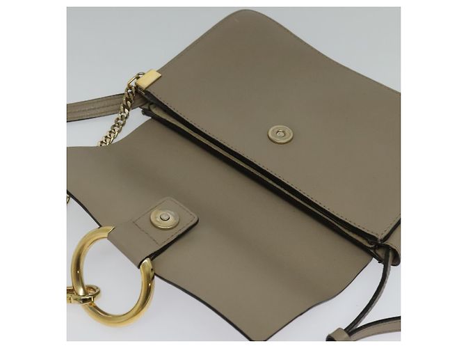 Chloé Borsa a Spalla Chloe Fay in Pelle Scamosciata Grigia Oro Auth BA1915 Marrone D'oro - vista 10
