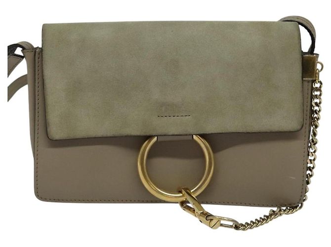 Chloé Borsa a Spalla Chloe Fay in Pelle Scamosciata Grigia Oro Auth BA1915 Marrone D'oro - vista 13