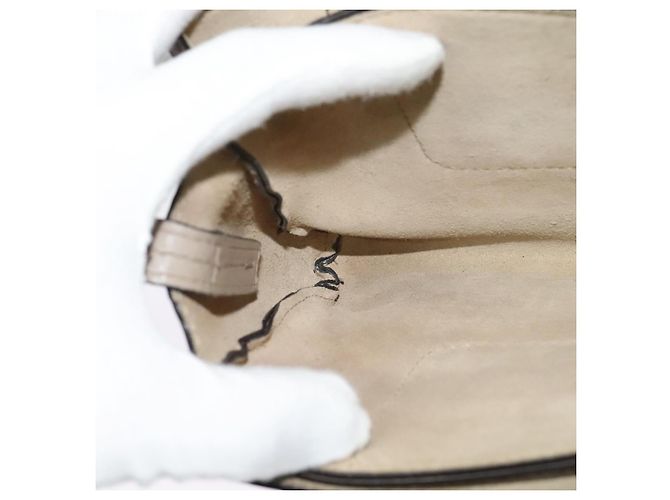 Chloé Borsa a Spalla Chloe Fay in Pelle Scamosciata Grigia Oro Auth BA1915 Marrone D'oro - vista 19