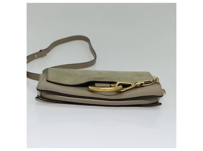 Chloé Borsa a Spalla Chloe Fay in Pelle Scamosciata Grigia Oro Auth BA1915 Marrone D'oro - vista 5