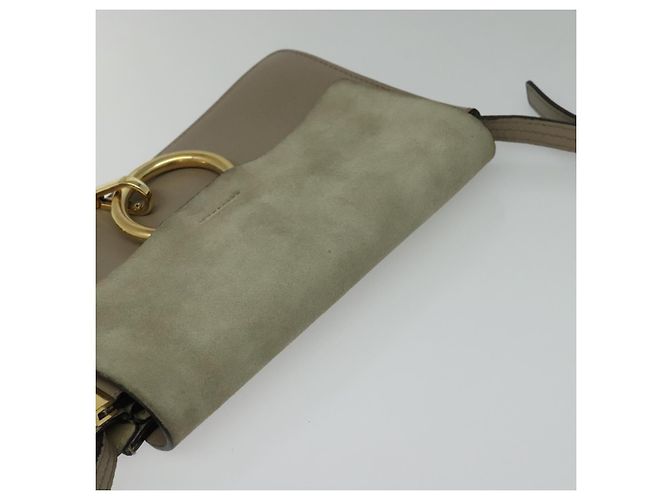 Chloé Borsa a Spalla Chloe Fay in Pelle Scamosciata Grigia Oro Auth BA1915 Marrone D'oro - vista 6