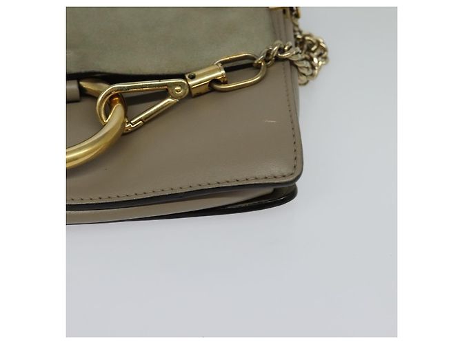Chloé Borsa a Spalla Chloe Fay in Pelle Scamosciata Grigia Oro Auth BA1915 Marrone D'oro - vista 9