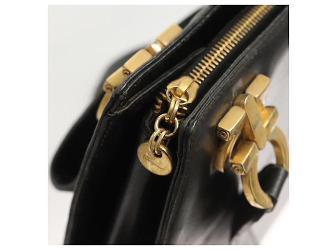 Sac à épaule Gancini en cuir noir et or Auth 124607 de Salvatore Ferragamo Doré - vue 10