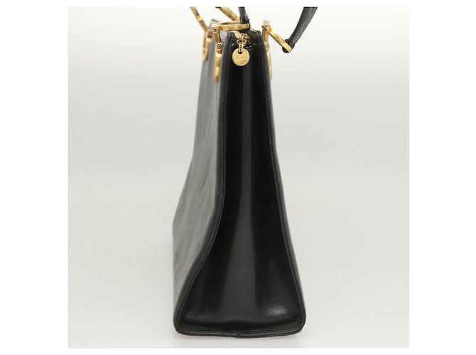 Sac à épaule Gancini en cuir noir et or Auth 124607 de Salvatore Ferragamo Doré - vue 4